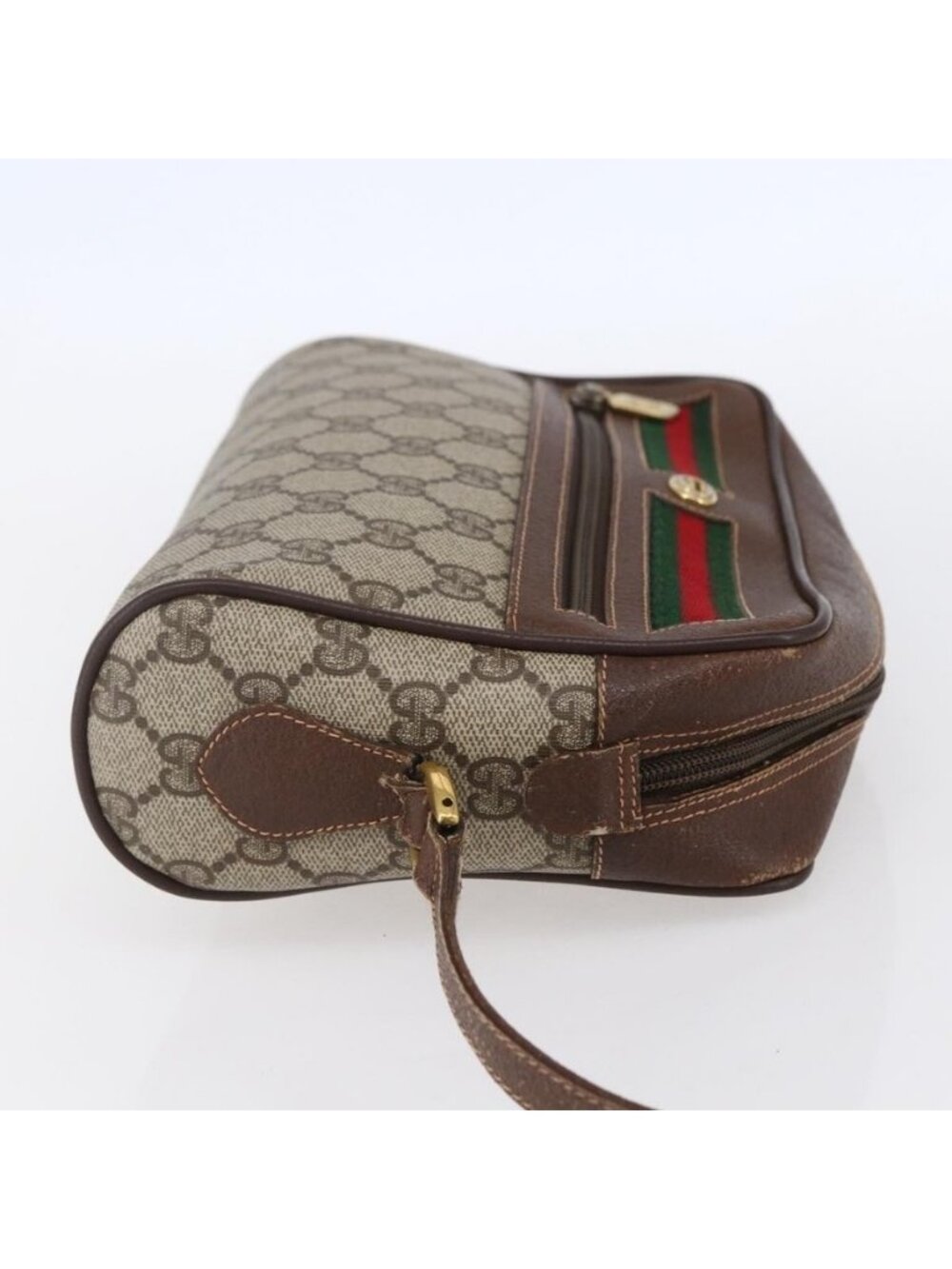 Authentic GUCCI GG Supreme Web Sherry Line Bag PVC Beige Gold 56 02 087 - Picture 11 of 16